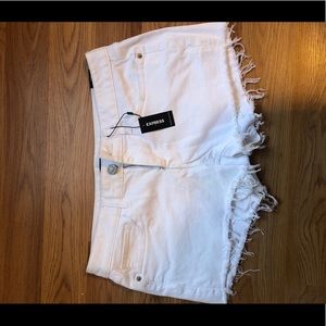 Express cut off white shorts